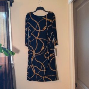 Lauren by Ralph Lauren Dress, Black with child chain print, size 14